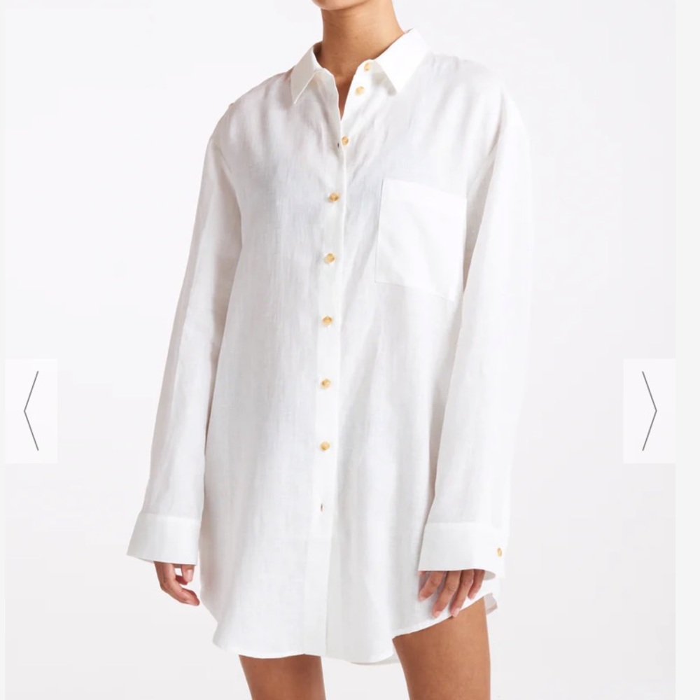 ASCENO Formentera White Organic Linen Oversized Shirt